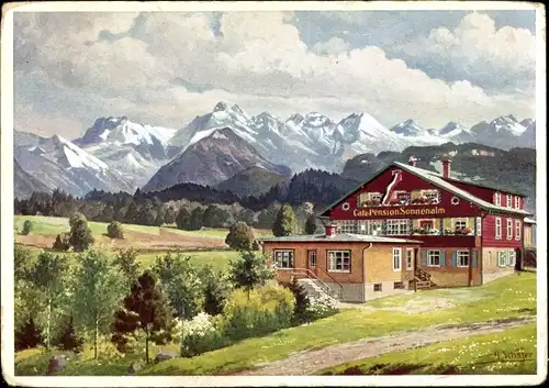 Künstler Ak Sonthofen im Oberallgäu Schwaben, Pension Sonnenalm