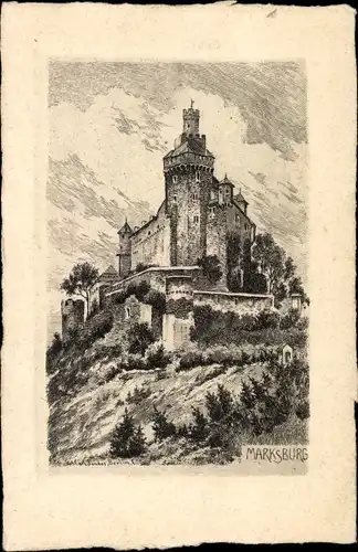 Künstler Ak Braubach am Rhein, Marksburg