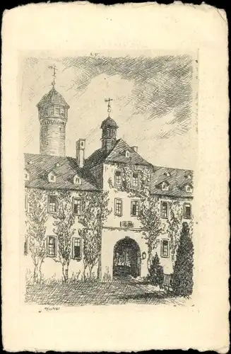 Künstler Ak Schloss, Portal, Turm