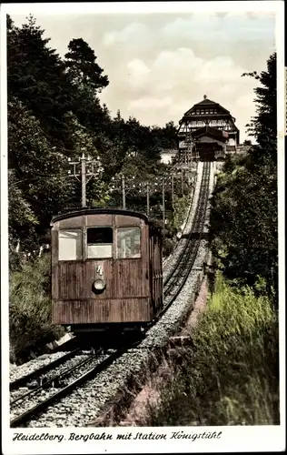 Ak Heidelberg am Neckar, Bergbahn mit Station Königstuhl