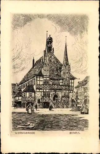 Künstler Ak Wernigerode im Harz, Rathaus