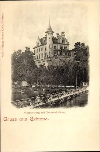 Ak Grimma in Sachsen, Gattersburg mit Tonnenbrücke