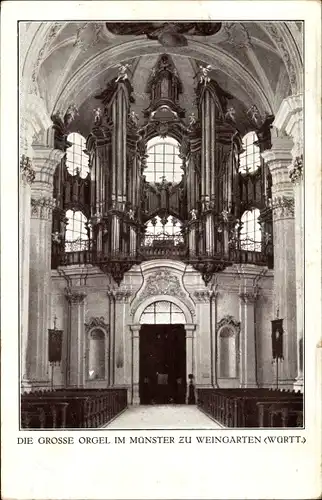 Ak Weingarten in Württemberg, die große Orgel im Münster