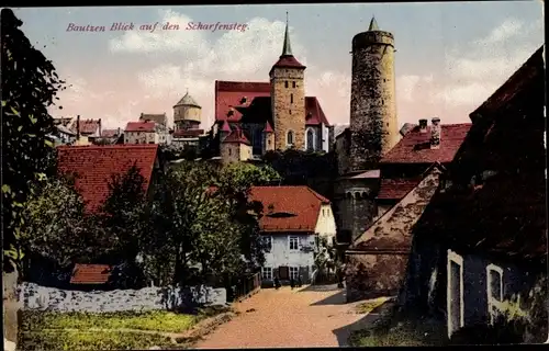 Ak Bautzen in der Oberlausitz, Blick auf den Scharfensteg