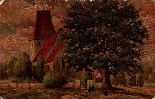Künstler Ak Die Dorfkirche, Degi Nr. 1078