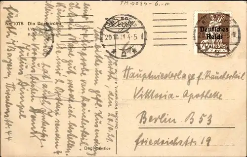 Künstler Ak Die Dorfkirche, Degi Nr. 1078