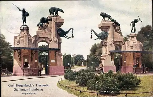 Ak Hamburg Eimsbüttel Stellingen, Carl Hagenbecks Tierpark, Haupteingang, Elefantentor