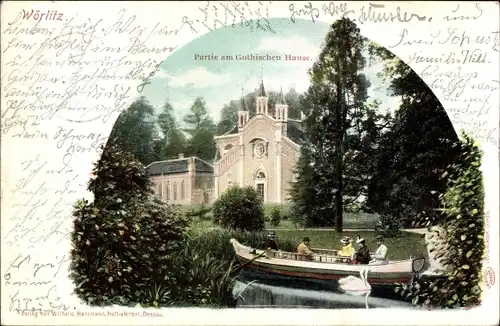 Ak Oranienbaum Wörlitz in Anhalt, Wörlitzer Park, Partie am Gothischen Haus
