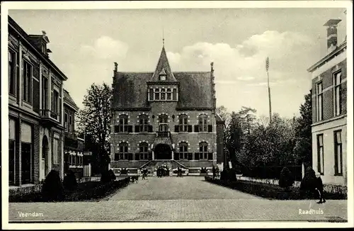 Ak Veendam Groningen Niederlande, Raadhuis