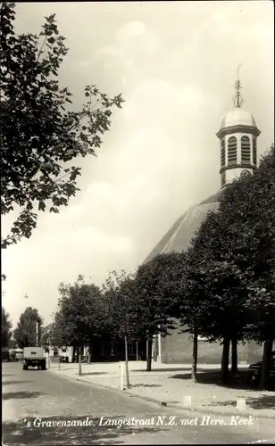 Ak ’s Gravenzande Westland Südholland, Langestraat N. Z. met Herv. Kerk