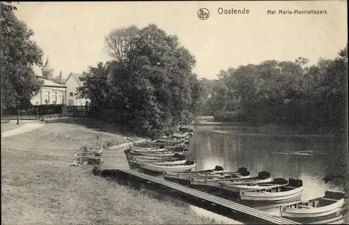 Ak Oostende Ostende Westflandern, Het Marie-Henriettepark, Ruderboote