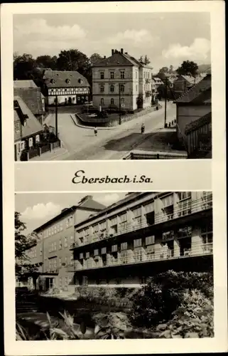 Ak Ebersbach Neugersdorf, Hauptstraße und altes Rathaus, Kreiskrankenhaus