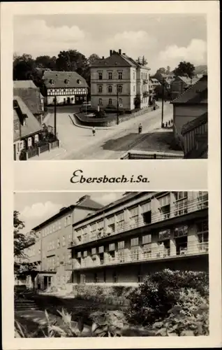 Ak Ebersbach Neugersdorf, Hauptstraße und altes Rathaus, Kreiskrankenhaus