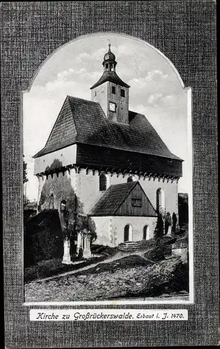 Passepartout Ak Großrückerswalde im Erzgebirge, Die Kirche aus dem Jahre 1470