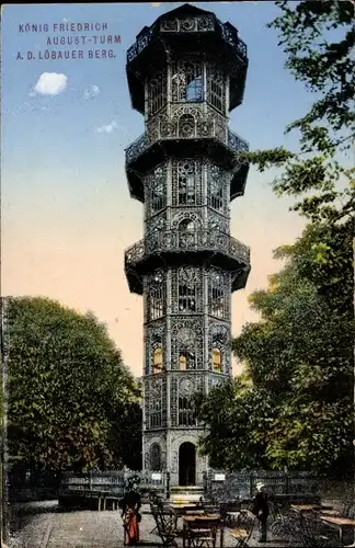 Ak Löbau Sachsen, König Friedrich August Turm auf dem Löbauer Berg