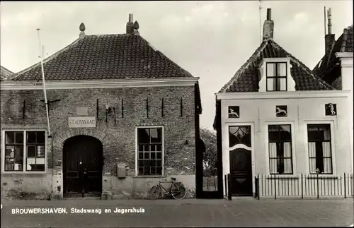 Ak Brouwershaven Zeeland, Stadswaag en Jagershuis