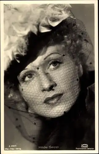 Ak Schauspielerin Hilde Seipp, Portrait, Hut mit Schleier
