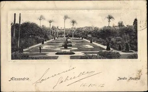 Ak Alexandria Ägypten, Jardin Nouzha