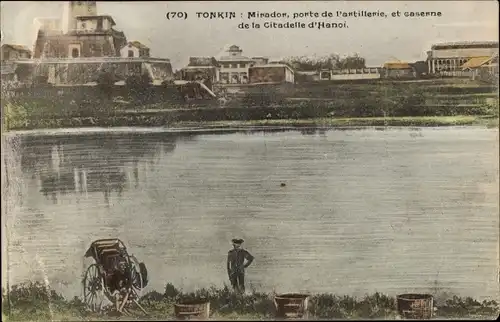 Ak Hanoi Tonkin Vietnam, Mirador, porte de l'artillerie et caserne de la Citadelle