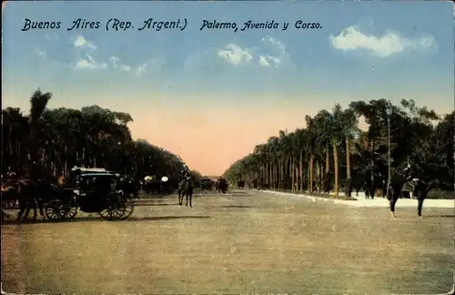 Ak Buenos Aires Argentinien, Palermo, Avenida y Corso