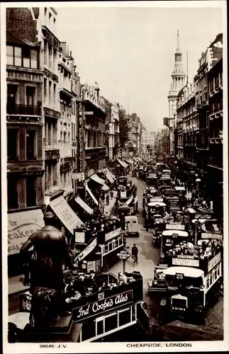 Ak London City England, Cheapside, Verkehr