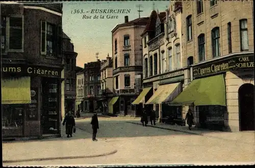 Ak Euskirchen Nordrhein Westfalen, Rue de la Gare, Cigaretten Geschäft Carl Schulze