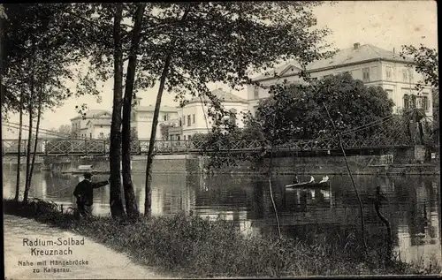 Ak Bad Kreuznach in Rheinland Pfalz, Nahe mit Hängebrücke zu Kaiserau