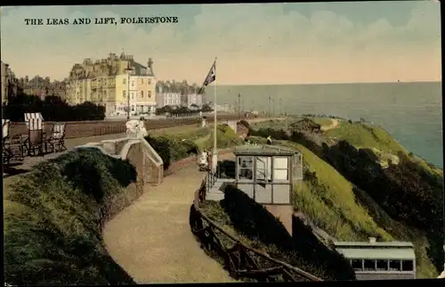 Ak Folkestone Kent England, The Leas and Lift