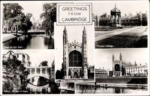 Ak Cambridge East England, Trinity College, King's College Chapel, Bridge of Sighs