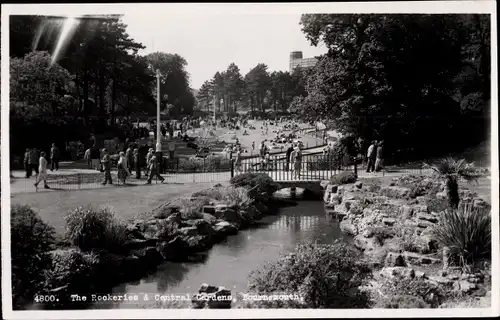 Ak Bournemouth Dorset England, The Rockeries and Central Gardens