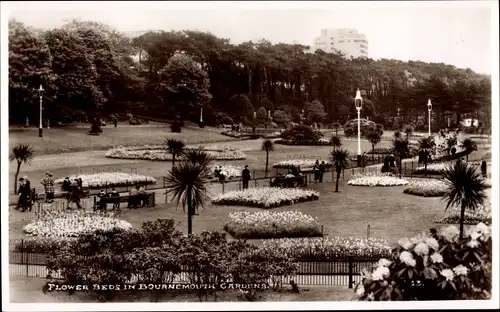 Ak Bournemouth Dorset England, Flower Beds, Garden