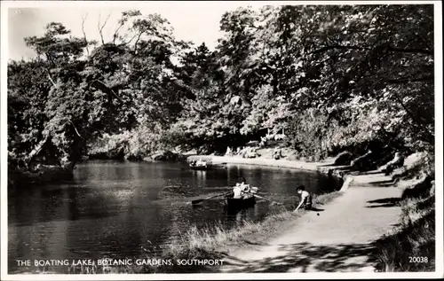 Ak Southport Merseyside England, The Boating Lake, Botanic Gardens