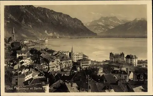 Ak Montreux Kanton Waadt, Vue generale, Dents du Midi