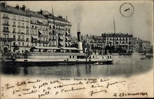Ak Genève Genf Stadt, Départ de bateau, Salon Dampfer La Suisse