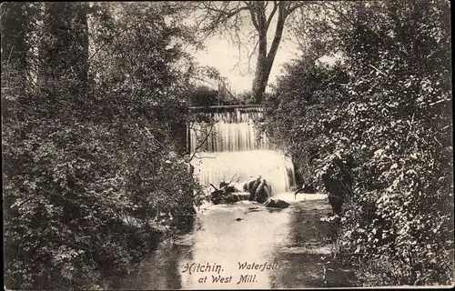 Ak Hitchin East England, Waterfall at West Mill