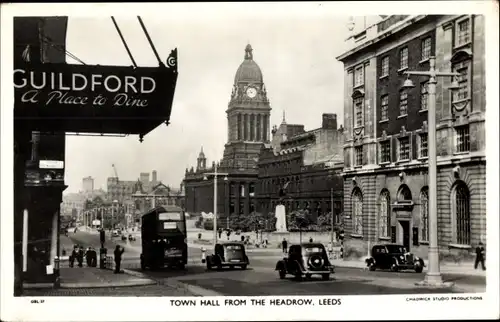 Ak Leeds Yorkshire England, Town Hall from the Headrow, Guildford