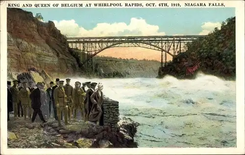 Ak Niagara Falls New York USA, Whirlpool Rapids, King and Queen of Belgium, Oct. 6th 1919