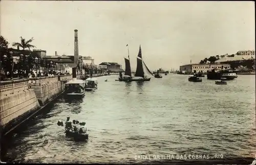 Ak Rio de Janeiro Brasilien, Canal da ilha bas Cobras