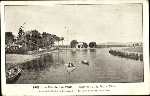 Ak São Paulo Brasilien, Régates sur le fleuve Tiéte