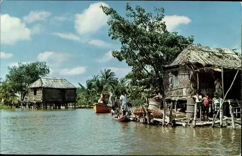 Ak Maracaibo Venezuela, Viviendas Lacustres, Rio Limón