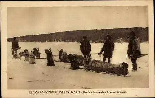 Ak Missions d'Extreme Nord Canadien, Missionnaires Oblats de Marie Immaculee, Hundeschlitten