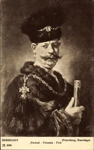 Künstler Ak Rembrandt, Portrait von einem Polen