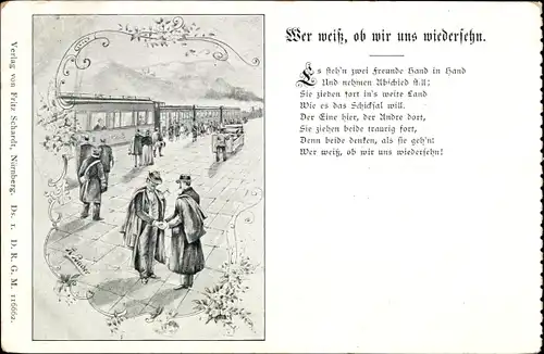 Gedicht Ak Wer weiß, ob wir uns wiedersehn, Reisende, Bahnhof