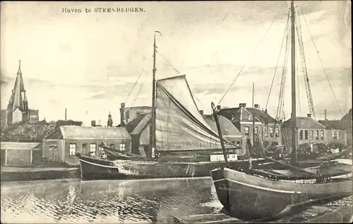 Ak Steenbergen Nordbrabant Niederlande, Hafenpartie