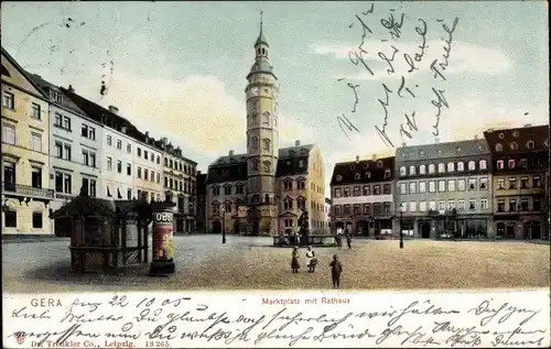 Ak Gera in Thüringen, Marktplatz, Rathaus, Litfaßsäule