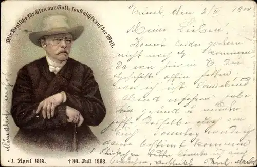 Litho Fürst Otto von Bismarck, Portrait, Wir Deutsche fürchten Gott, sonst nichts