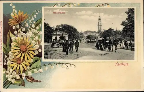 Passepartout Ak Hamburg Mitte St. Pauli, Partie am Millerntor, Kutsche