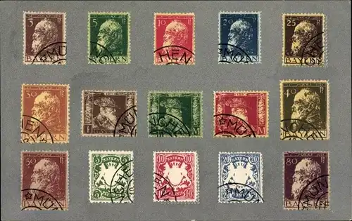 Briefmarken Ak Bayern, Prinzregent Luitpold von Bayern