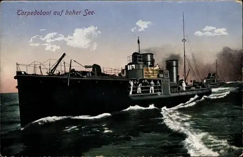 Ak Deutsches Kriegsschiff, Torpedoboot auf hoher See, Kaiserliche Marine