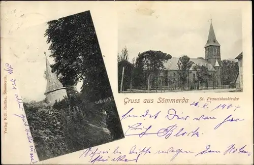 Ak Sömmerda in Thüringen, St. Franziskuskirche, Turm